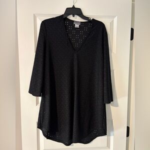 Jordan Taylor Black Eyelet V-Neck Swimsuit Cover Up